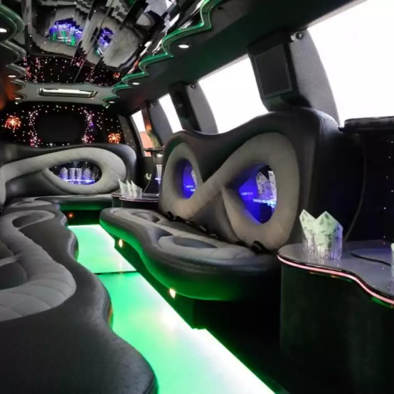 The luxury interior of a hummer limousine.